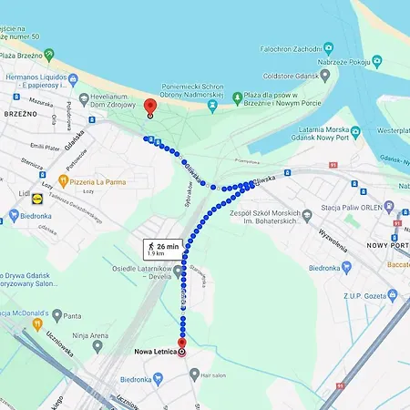 Letnica Sypialnia & Salon - 2km Do Plazy דירה